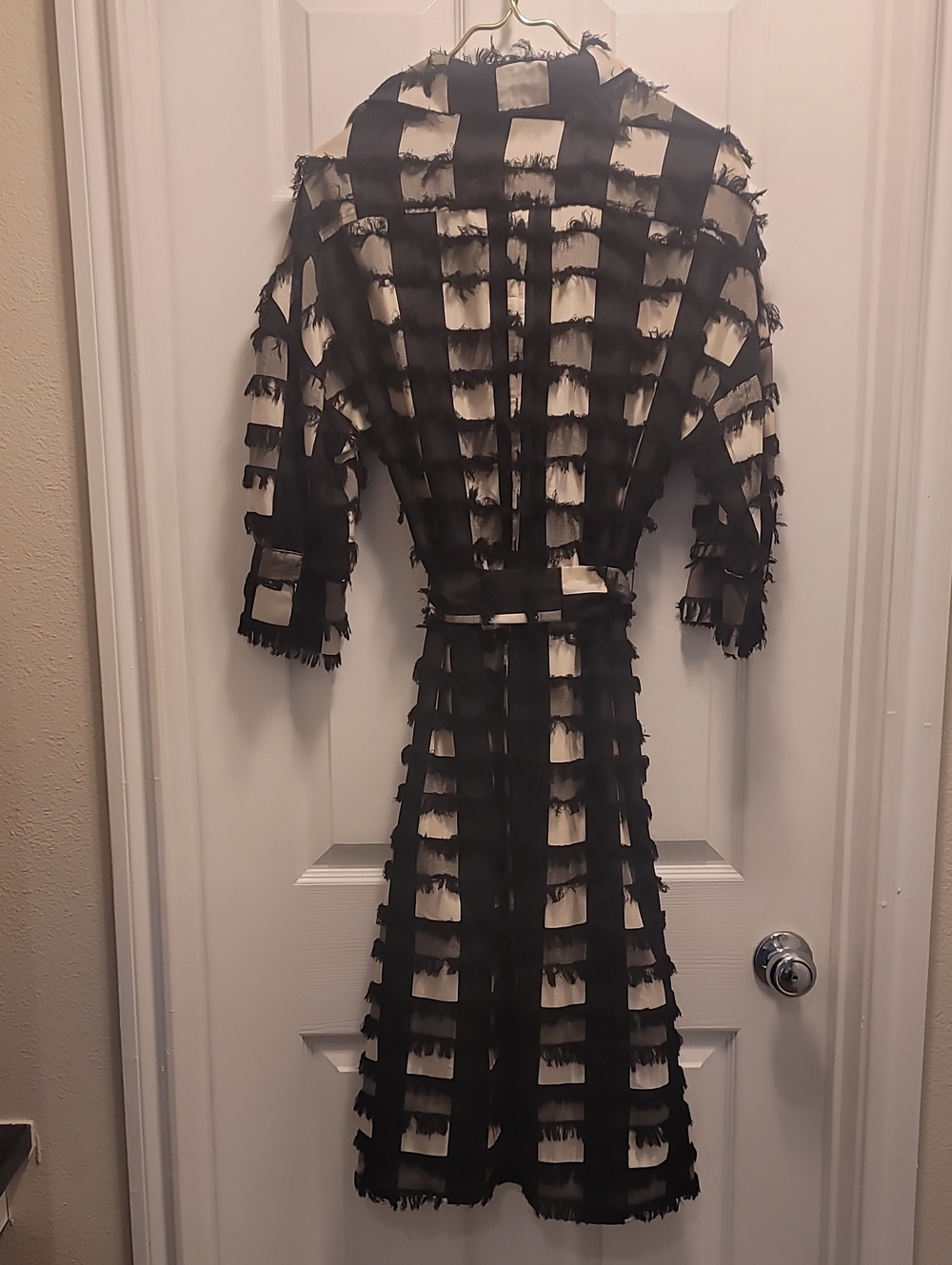 Eva Franco Black And White Long Sleeved Belted Shirt Dress - Picture 7 of 10